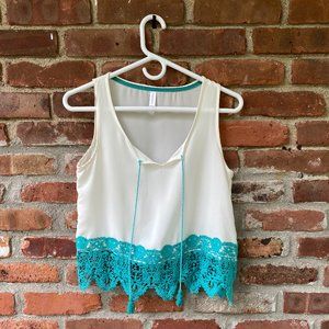 Xhilaration - Target - Cream Top with Blue Lace